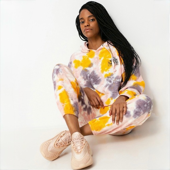 Vans Pants - VANS Tie Dye Jogger Sweatpants Yellow Purple Cotton Fleece Relaxed Fit Size S